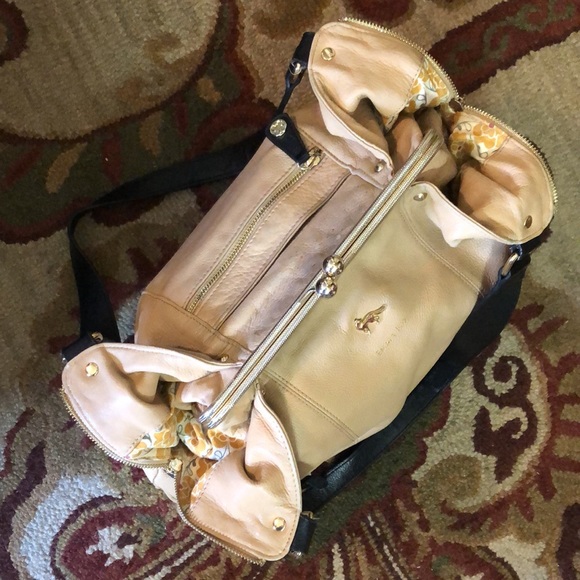 EMMA FOX Large Leather Hobo Shoulder Bag KissLock British Tan Black Elegant Luxe - Picture 16 of 16